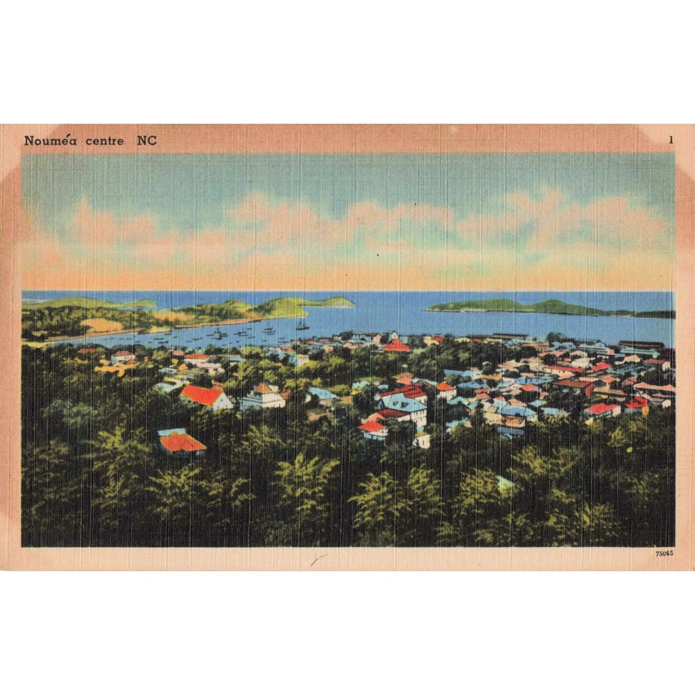 Noumea Centre NC Vintage 1940's Postcard Scenic View of City & Bay New Caledonia - Picture 1 of 2